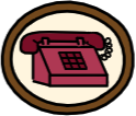 Illustration of a framed picture of a red desk-style telephone.